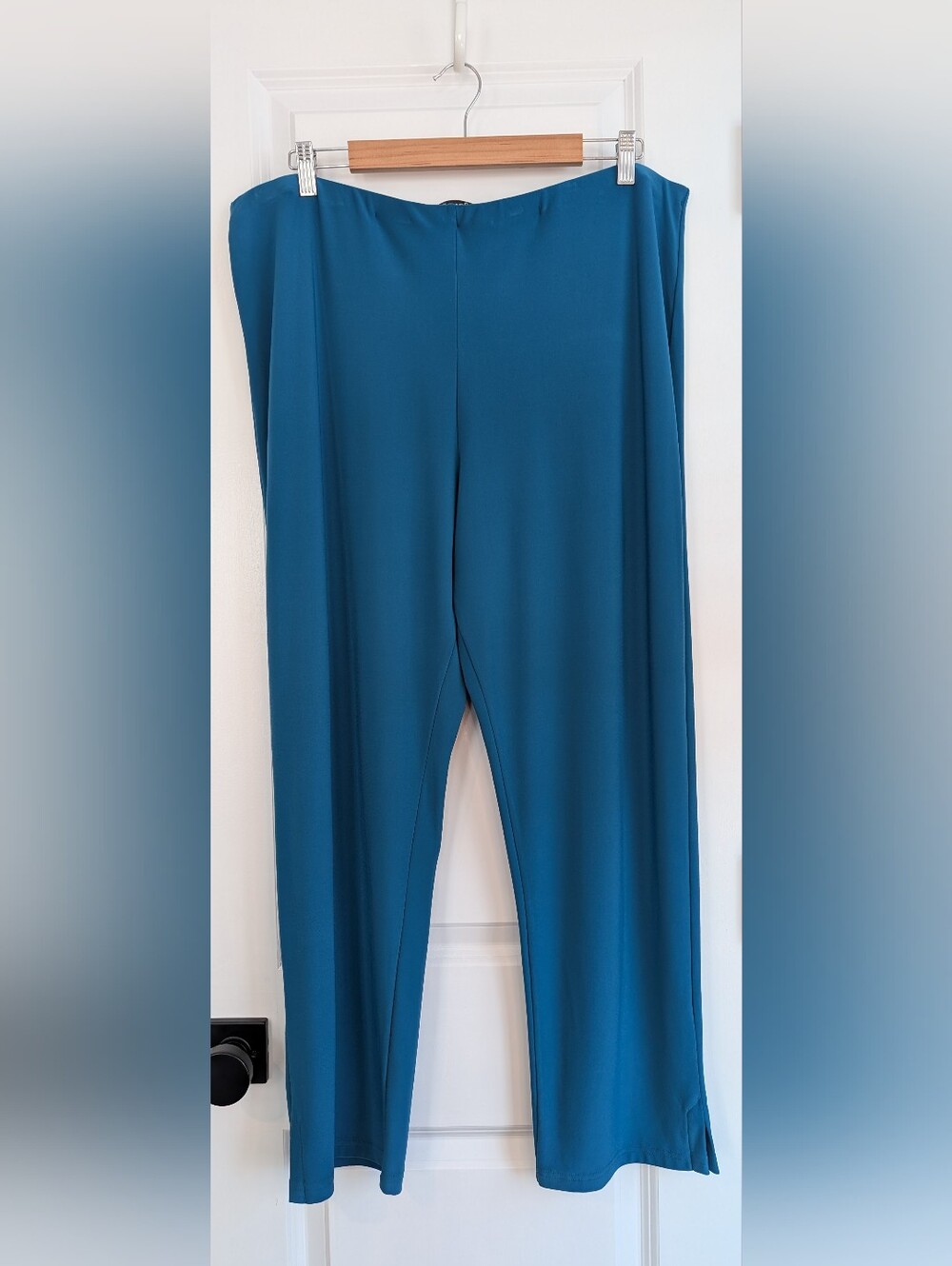 Sympli Women’s Pull-on Relaxed Stretch Jersey Knit Trousers Teal Size 18